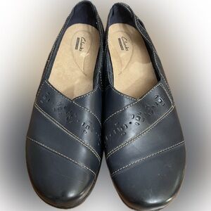 Clarks Navy Blue Loafers Comfortable Slip-Ons
